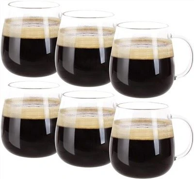Set de 6 căni de cafea din sticlă